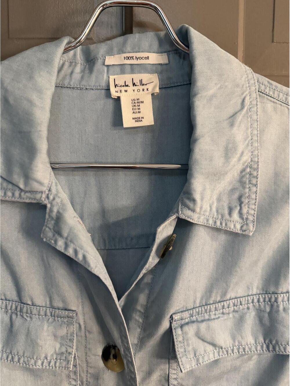 Nicole Miller Light Blue DenimButton-Up Shirt Jacket Size M - Picture 3 of 5